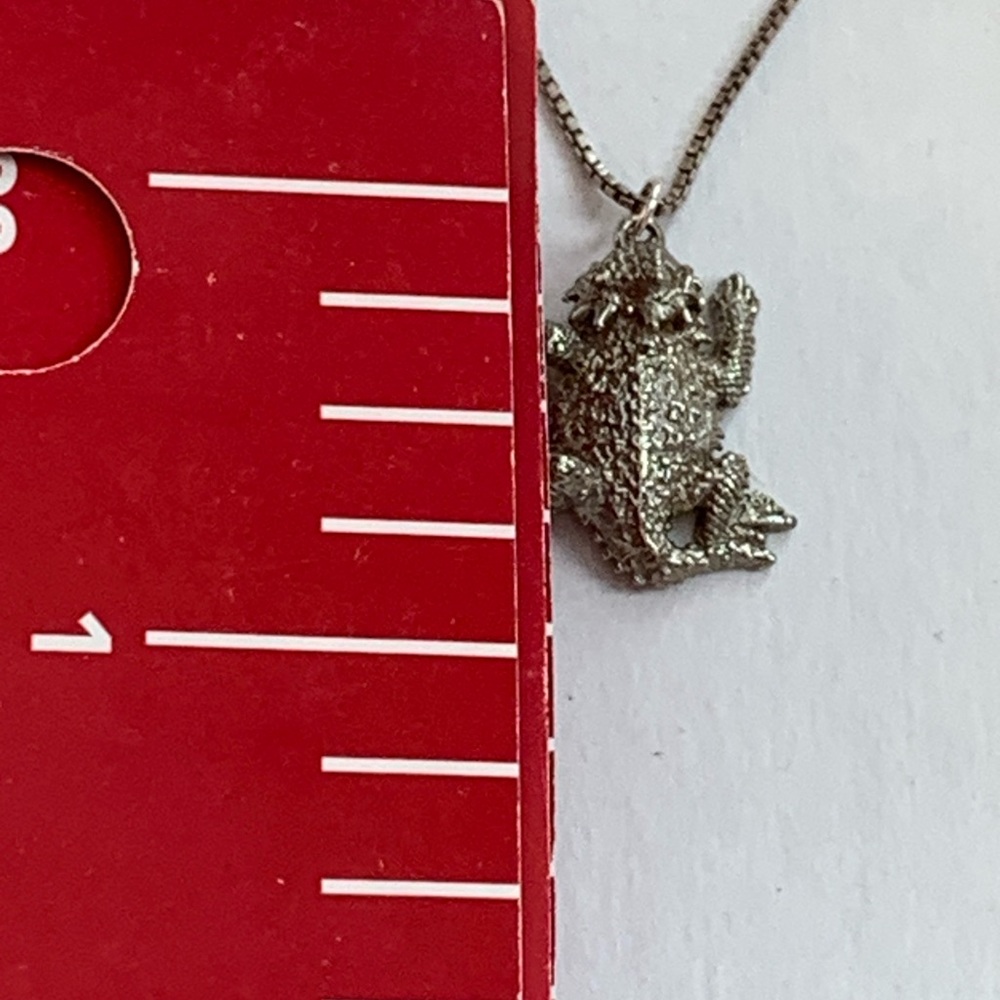 Sterling Silver Horned Toad Lizard Pendant Necklace 925 Italy Box Chain - Picture 7 of 10